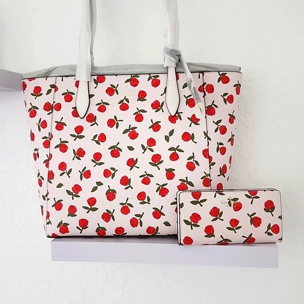 Kate Spade Women's NWT Saffiano Leather Dana Floral Tote & Bi-fold Wallet.